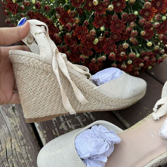 Kelly‎ & Katie Hanah Espadrilles Metallic Wrap  Cream Sandals Women Shoes Size 8 - Picture 10 of 15